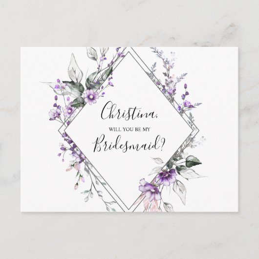 Aangepersonaliseerd Bridesmaid-voorstel Floral Paa Uitnodiging Briefkaart (Voorkant)