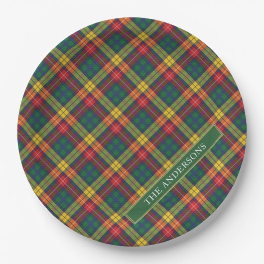 Aangepersonaliseerd Cisco Buchanan Tartan Pset Papieren Bordje (Voorkant)