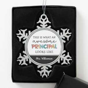 Aangepersonaliseerd hoofd Funny School Hoofd Tin Sneeuwvlok Ornament