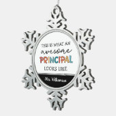 Aangepersonaliseerd hoofd Funny School Hoofd Tin Sneeuwvlok Ornament (Rechts)