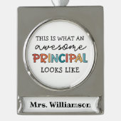 Aangepersonaliseerd hoofd Funny School Hoofd Verzilverd Banner Ornament (Voorkant)