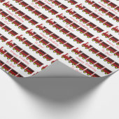 Aangepersonaliseerd ontwerp van rode trein op zate cadeaupapier (Hoek)