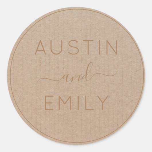 Aangepersonaliseerd Rustic Modern Boho Wedding Kra Ronde Sticker (Voorkant)