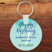 Aangepersonaliseerde 16-jarige zoete zestien parti sleutelhanger (Voorkant)