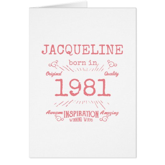 Aangepersonaliseerde 40e verjaardag 1981 roze retr (Voorkant)