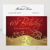 Aangepersonaliseerde 69e verjaardag van uitnodigin kaart (Voorkant / Achterkant)