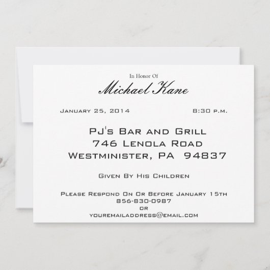 Aangepersonaliseerde 69e verjaardag van uitnodigin kaart (Achterkant)