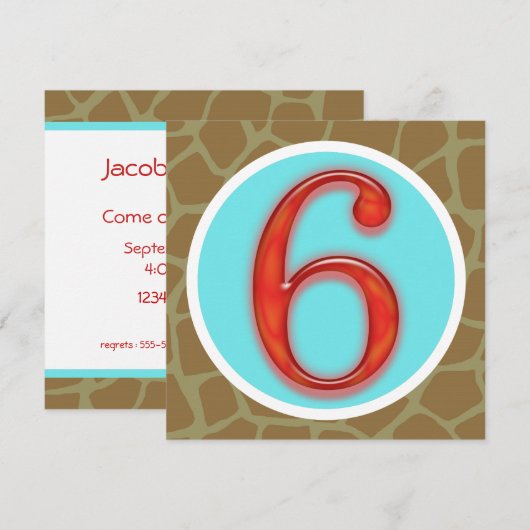 Aangepersonaliseerde 6e verjaardag Uitnodiging (Voorkant / Achterkant)