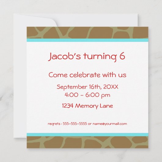 Aangepersonaliseerde 6e verjaardag Uitnodiging (Achterkant)