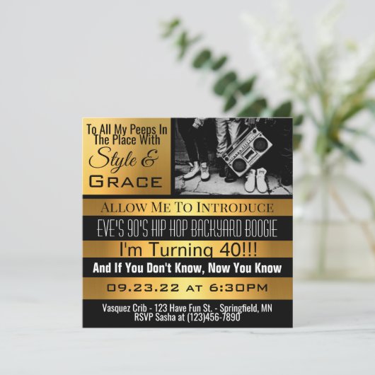 Aangepersonaliseerde 90 hip-opper-dag-partij zal u kaart (Staand voorkant)