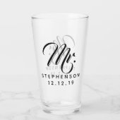 Aangepersonaliseerde aangepaste Mr Mrs Couple die Glas (Achterkant)