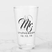 Aangepersonaliseerde aangepaste Mr Mrs Couple die Glas (Voorkant)