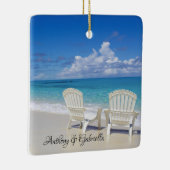 Aangepersonaliseerde Adirondack Chairs in Sand Orn Keramisch Ornament (Rechts)