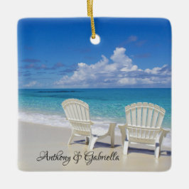 Aangepersonaliseerde Adirondack Chairs in Sand Orn Keramisch Ornament