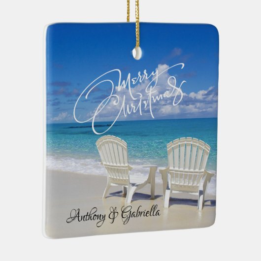 Aangepersonaliseerde Adirondack Chairs in Sand Orn Keramisch Ornament (Rechts)