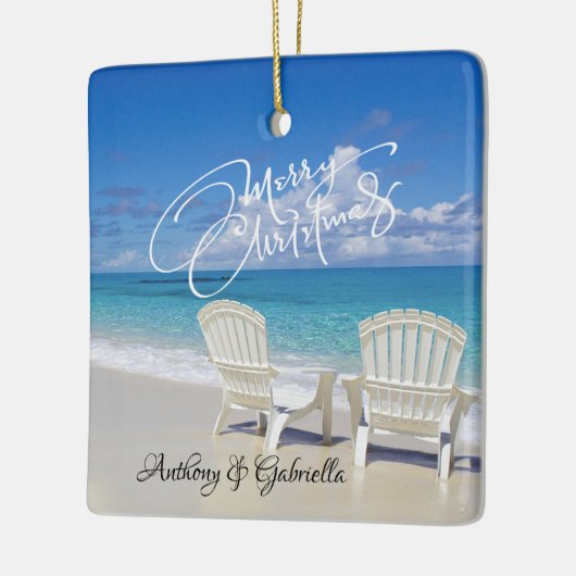 Aangepersonaliseerde Adirondack Chairs in Sand Orn Keramisch Ornament (Links)