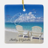 Aangepersonaliseerde Adirondack Chairs in Sand Orn Keramisch Ornament (Voorkant)