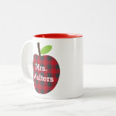 Aangepersonaliseerde Apple van de leraar Tweekleurige Koffiemok (Voorkant links)