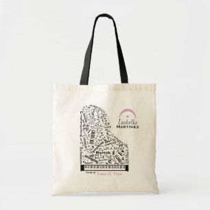 Aangepersonaliseerde Baby Grand Piano-leerling Tote Bag