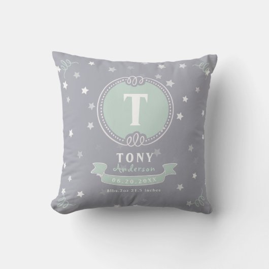 Aangepersonaliseerde baby kussen met blauwe ster (Voorkant)