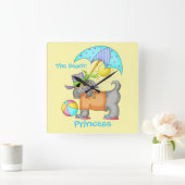 Aangepersonaliseerde beach Dog geel Vierkante Klok (Huis)