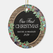 Aangepersonaliseerde bijtste kerstwinter keramisch ornament (Links)