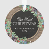 Aangepersonaliseerde bijtste kerstwinter ornament (achterkant)