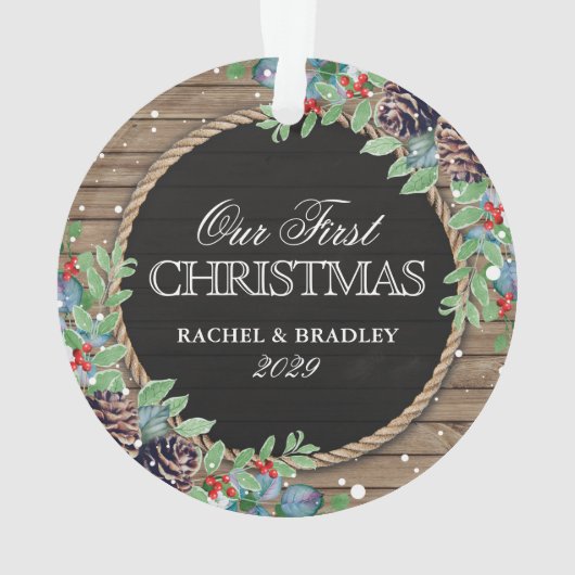 Aangepersonaliseerde bijtste kerstwinter ornament (achterkant)