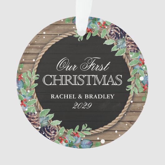 Aangepersonaliseerde bijtste kerstwinter ornament (voorkant)