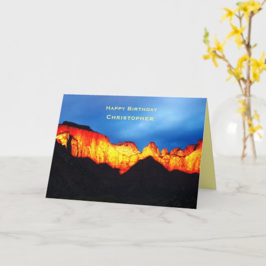 Aangepersonaliseerde Birthday Wishes, glanzende Zi Kaart (Gele Bloem)