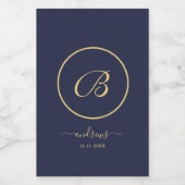 Aangepersonaliseerde blauwe en goudnaam en handtek wijn etiket (Enkel label)