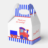 Aangepersonaliseerde blauwe en rode vangskist bedankdoosjes (Achterkant)