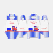 Aangepersonaliseerde blauwe en rode vangskist bedankdoosjes (Uitgevouwen)