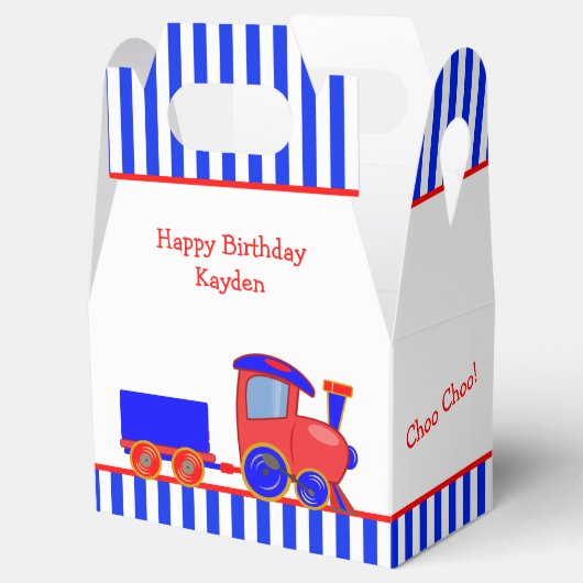 Aangepersonaliseerde blauwe en rode vangskist bedankdoosjes (Geopend)