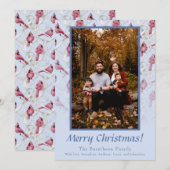 Aangepersonaliseerde Blauwe kerstkardinaal familie Feestdagenkaart (Voorkant / Achterkant)