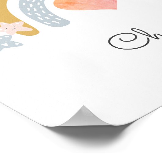 Aangepersonaliseerde Boho Rainbow-naam Geboortedat Poster (Hoek)