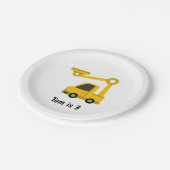 Aangepersonaliseerde bouwkraan Truck Birthday Papieren Bordje (Gekanteld)