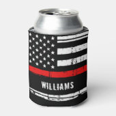 Aangepersonaliseerde brandweerman met noodlijdende blikjeskoeler (Blikje Voorkant)