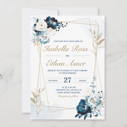 Aangepersonaliseerde bundel voor marineblauw en go kaart (Voorkant)