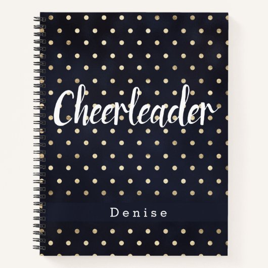 Aangepersonaliseerde Cheerleader Navy Blue Gold Po Notitieboek (Voorkant)