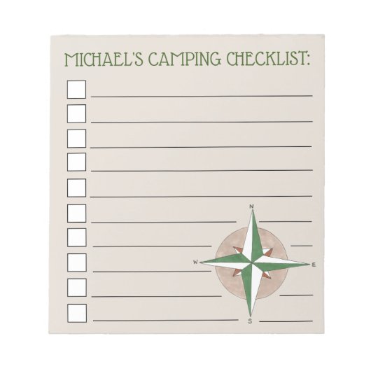 Aangepersonaliseerde Compass Hiking Summer Camp Ch Notitieblok (Voorkant)