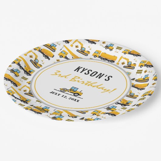 Aangepersonaliseerde constructiedronk Birthday Papieren Bordje (Gekanteld)