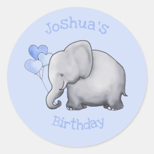 Aangepersonaliseerde Cute Baby Elephant Birthday P Ronde Sticker