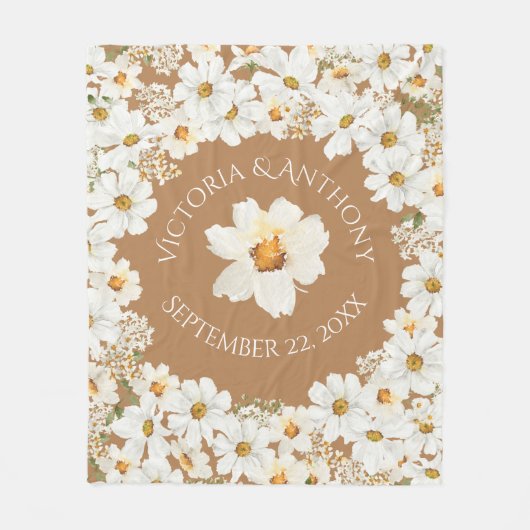 Aangepersonaliseerde Daisy Floral Keepomwille Wedd Fleece Deken (Voorkant)