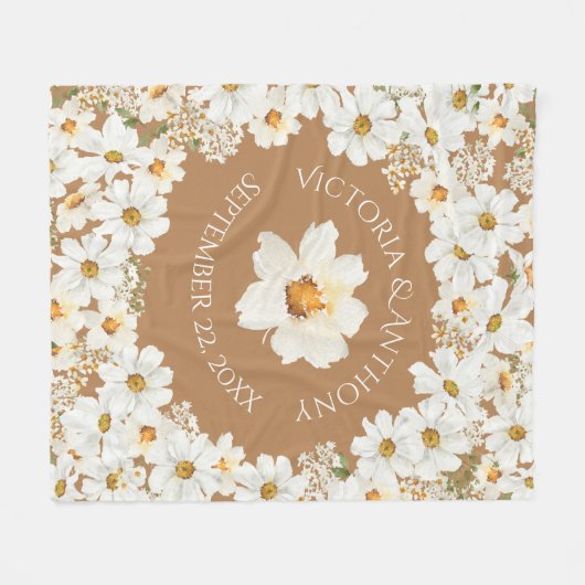 Aangepersonaliseerde Daisy Floral Keepomwille Wedd Fleece Deken (Voorkant (Horizontaal))