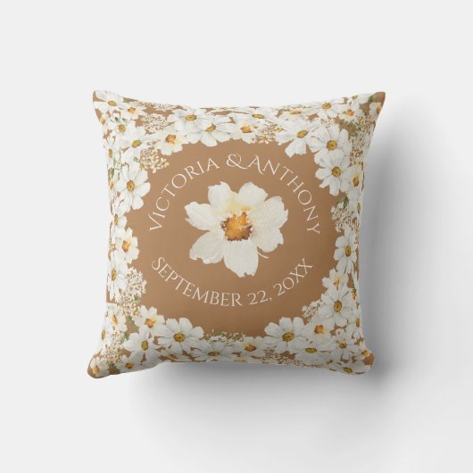 Aangepersonaliseerde Daisy Floral Keepomwille Wedd Kussen (Achterkant)