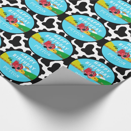 Aangepersonaliseerde dierentuin Boerderij op de we Cadeaupapier (Hoek)