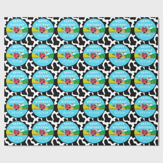 Aangepersonaliseerde dierentuin Boerderij op de we Cadeaupapier (Vlak)