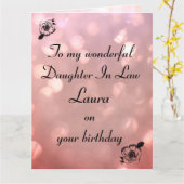 Aangepersonaliseerde dochter in wet Birthday Kaart (Gele Bloem)