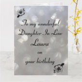 Aangepersonaliseerde dochter in wet Birthday Kaart (Gele Bloem)